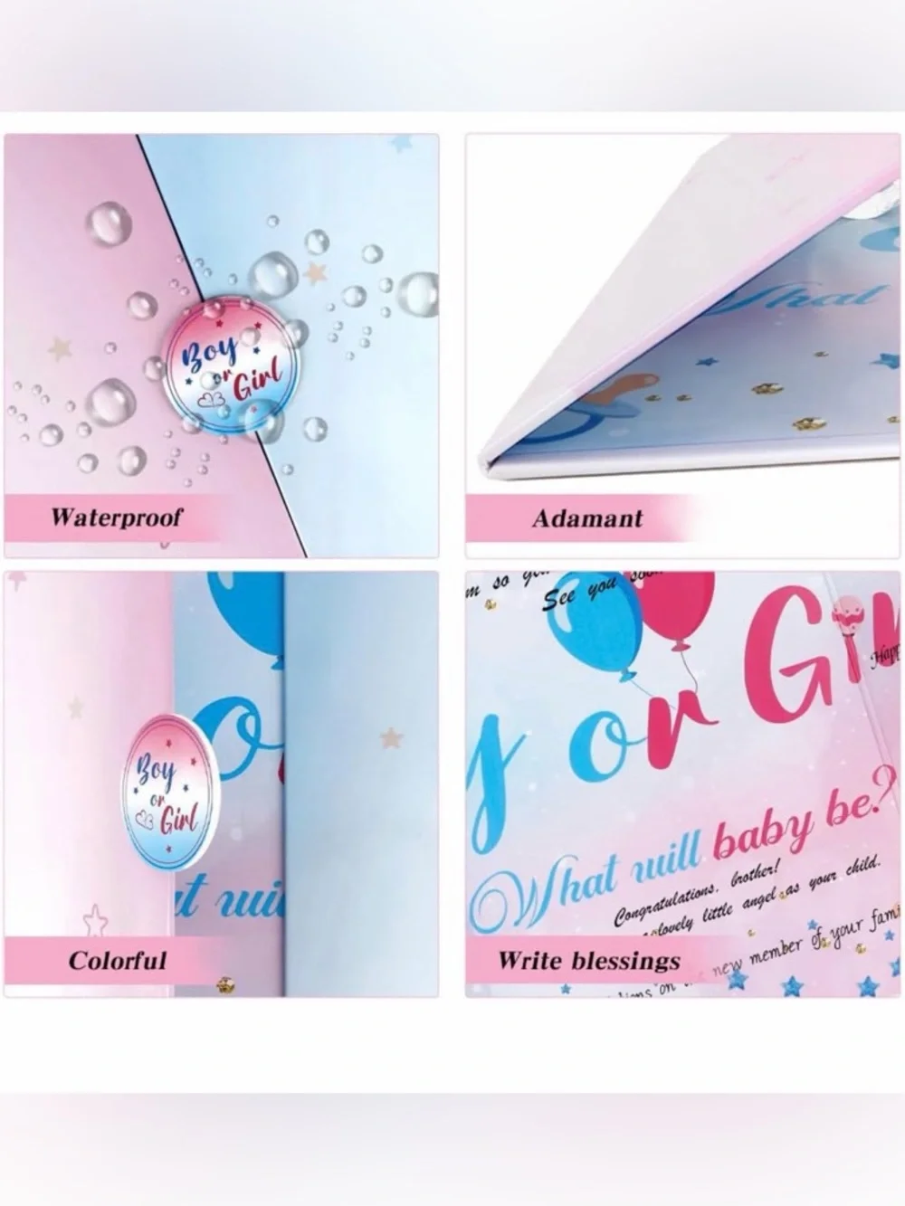 💜Tri-fold Design magnetic closure guestbook W/3 sections 4 signing 16.9